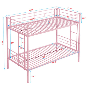Pink Metal Triple Bunk Bed with Trundle – Twin Over Twin Over Twin