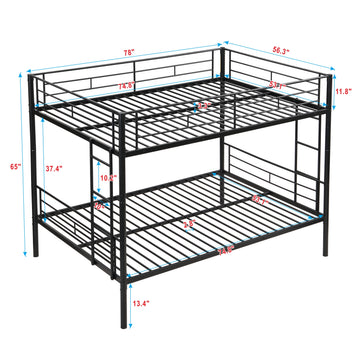 Full Over Full Metal Bunk Bed – No Box Spring Needed, Easy Assembly