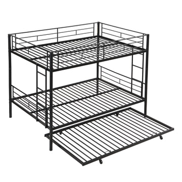 Full Over Full Metal Bunk Bed with Trundle – No Box Spring Needed