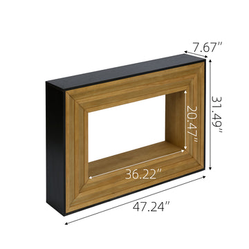 Modern Contrast Console Table with Layered Wood Frame and Black Top for Entryway and Living Room