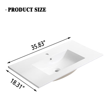 36" Bathroom Vanity Ceramic Sink