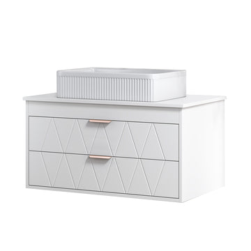 31.5 In Modern Single Bathroom Vanity with Ceramic Vessel Sink and Wide Storage Cabinet