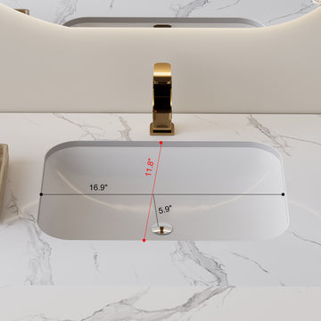 35.4In Modern Bathroom Vanity Undermount Sink Sintered Stone Top Solid Wood