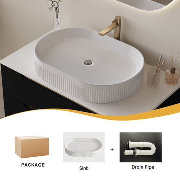 36In Modern Bathroom Vanity Undermount Sink Sintered Stone Top Solid Wood