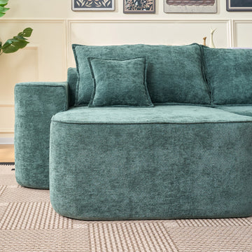 Compressed Green Chenille Modular Sofa with Side Storage No Assembly Required 4-Seat