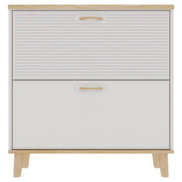 Shoes Storage Cabinet for Entryway Narrow Shoe Rack Cabinet with 2 Flip Drawers Freestanding Slim Shoe Organizer for 8 to16 Pairs Natural White