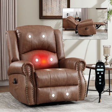 Heat Massage Manual Recliner Chair with Rocker and Swivel in Fabric for Living Room, Yellow Heat Massage Manual Recliner Chair with Rocker and Swivel in Fabric for Living Room, Yellow