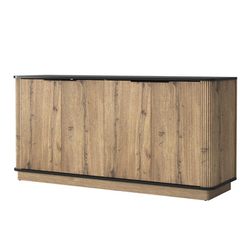 Multi Functional MDF Sideboard with Metal Rounded Corners TV Stand and Tableware Storage Cabinet 55 x 15.7 x 29.6 Inches