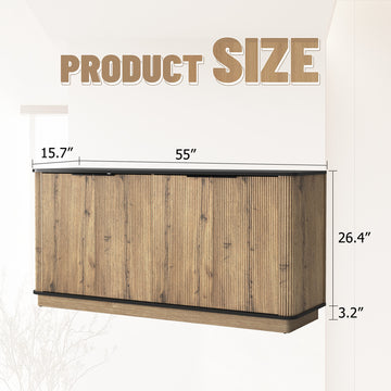 Multi Functional MDF Sideboard with Metal Rounded Corners TV Stand and Tableware Storage Cabinet 55 x 15.7 x 29.6 Inches