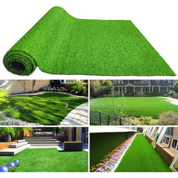 5FT x 10FT Fake Grass Mat with Rubber Backing and Drainage Holes for Backyard Patio