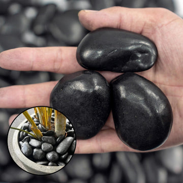 38lbs 1 to 3 Inch Polished Black River Rocks for Outdoor Landscaping Walkway Yard Decor
