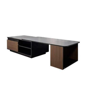 40 Inch Cloud Shaped Coffee Table with Ball Legs Cream White MDF Living Room