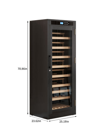Intelligent Temperature Controlled Multi Tier Black Wood Wine Cabinet Double Glass Low Noise