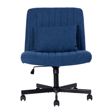 Modern Linen Criss Cross Office Chair with Adjustable Height and Ergonomic Support Blue