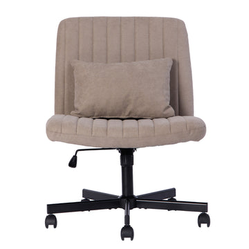 Modern Linen Criss Cross Office Chair with Adjustable Height and Ergonomic Support khaki