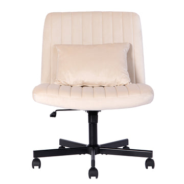Modern Linen Criss Cross Office Chair with Adjustable Height and Ergonomic Support Beige