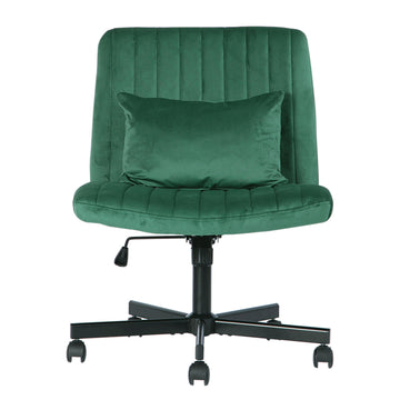 Modern Linen Criss Cross Office Chair with Adjustable Height and Ergonomic Support Green