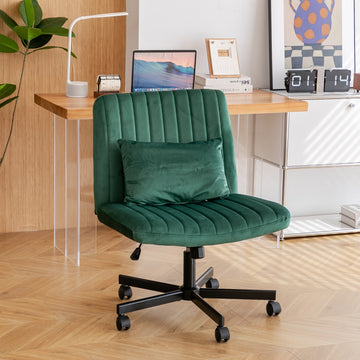 Modern Linen Criss Cross Office Chair with Adjustable Height and Ergonomic Support Green