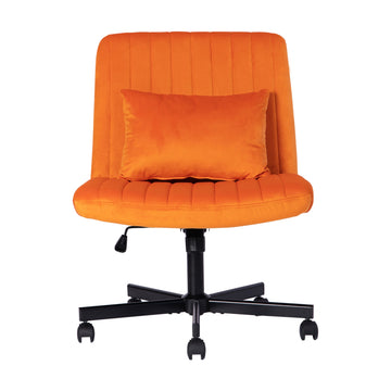 Modern Linen Criss Cross Office Chair with Adjustable Height and Ergonomic Support Orange