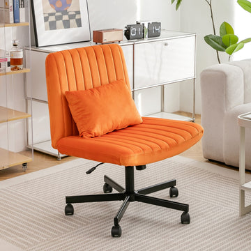 Modern Linen Criss Cross Office Chair with Adjustable Height and Ergonomic Support Orange