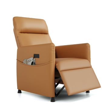 Brown Leather Electric Recliner Chair for Adults Power Lift Recliner with Footrest and Padded Seat Space Saving Design