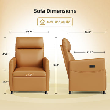 Brown Leather Electric Recliner Chair for Adults Power Lift Recliner with Footrest and Padded Seat Space Saving Design