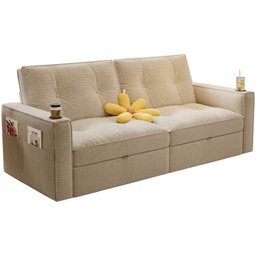 2-in-1 Multifunctional Convertible Sofa Bed, Steel Frame Sleeper Couch for Apartment Use Living