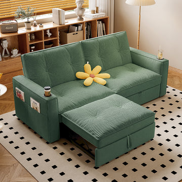 2-in-1 Multifunctional Convertible Sofa Bed, Steel Frame Sleeper Couch for Apartment Use Living