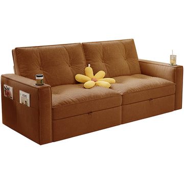 2-in-1 Multifunctional Convertible Sofa Bed, Steel Frame Sleeper Couch for Apartment Use Living