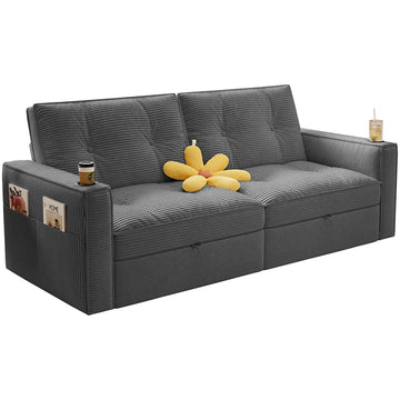 2-in-1 Multifunctional Convertible Sofa Bed, Steel Frame Sleeper Couch for Apartment Use Living