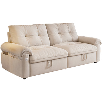 2-in-1 Multifunctional Convertible Sofa Bed, Steel Frame Sleeper Couch for Apartment Use Living