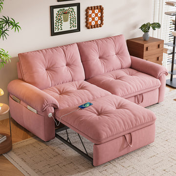 2-in-1 Multifunctional Convertible Sofa Bed with Easy Conversion Steel Frame for Apartment