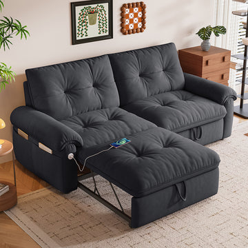2-in-1 Multifunctional Convertible Sofa Bed with Easy Conversion Steel Frame for Apartment