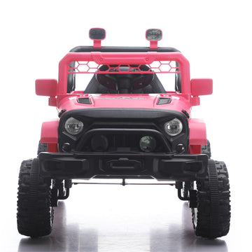 12V Kids Ride On Car - Parent Remote Control Spring Suspension LED Lights and Music Pink (3-5)
