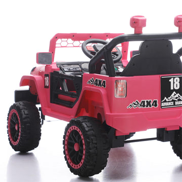 12V Kids Ride On Car - Parent Remote Control Spring Suspension LED Lights and Music Pink (3-5)