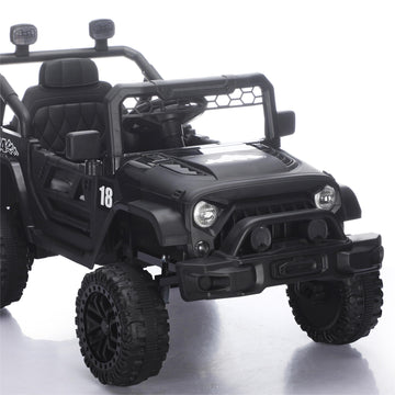 12V Kids Ride On Car - Parent Remote Control Spring Suspension LED Lights and Music Black (3-5)