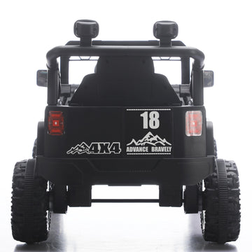 12V Kids Ride On Car - Parent Remote Control Spring Suspension LED Lights and Music Black (3-5)