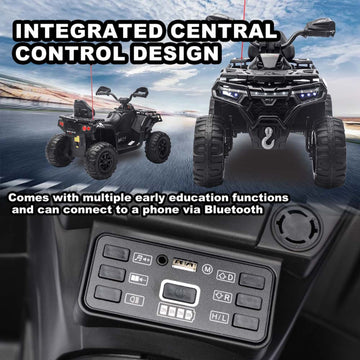 24V Kids ATV Ride On Car - LED Lights Bluetooth Music Parent Remote Decorative Flags (3-8)