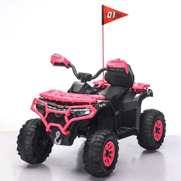 24V Kids ATV Ride On Car - LED Lights Bluetooth Music Parent Remote Decorative Flags (3-8)