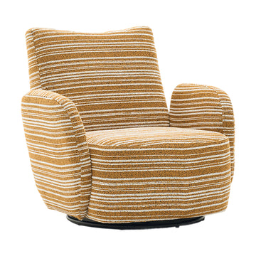 Modern 360° Swivel Leisure Chair Fabric Striped Armrest Swivel Chair for Living Room, Balcony and Bedroom