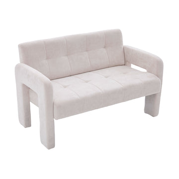 Nordic Modern Double Armchair Compact Upholstered Two Seater Sofa with Dual Armrests for Living Room and Bedroom Beige