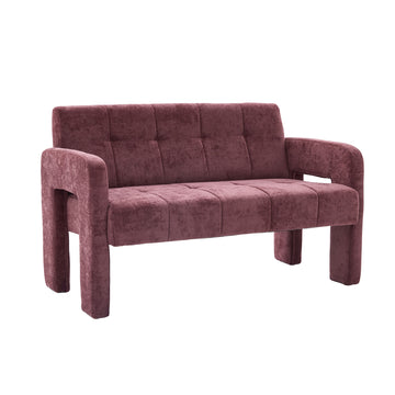 Nordic Modern Double Armchair Compact Upholstered Two Seater Sofa with Dual Armrests for Living Room and Bedroom Wine Red