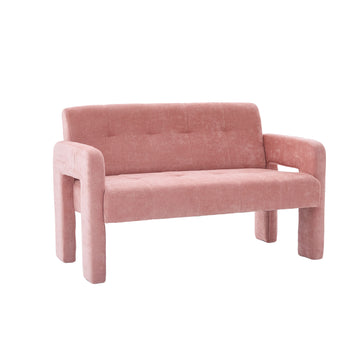 Nordic Modern Double Armchair Compact Upholstered Two Seater Sofa with Dual Armrests for Living Room and Bedroom Pink