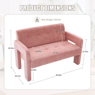 Nordic Modern Double Armchair Compact Upholstered Two Seater Sofa with Dual Armrests for Living Room and Bedroom Pink