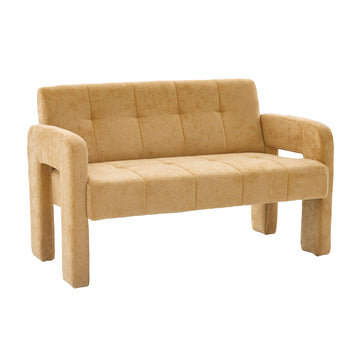 Nordic Modern Double Armchair Compact Upholstered Two Seater Sofa with Dual Armrests for Living Room and Bedroom Yellow