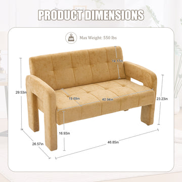 Nordic Modern Double Armchair Compact Upholstered Two Seater Sofa with Dual Armrests for Living Room and Bedroom Yellow
