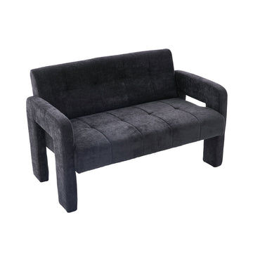 Nordic Modern Double Armchair Compact Upholstered Two Seater Sofa with Dual Armrests for Living Room and Bedroom Black