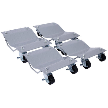 4Pack 6000lb Capacity Heavy Duty Wheel Dolly Gray with Brakes Anti Slip Tire Mover