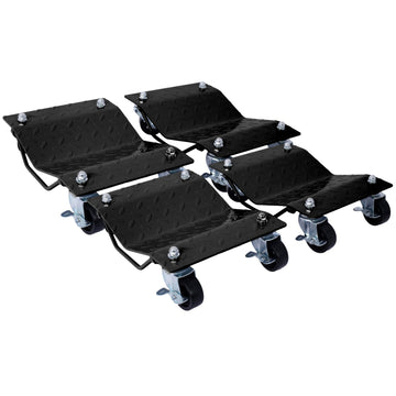 4Pack 6000lb Capacity Heavy Duty Wheel Dolly Black with Brakes Anti Slip Tire Mover