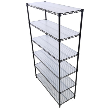 6 Tier Metal Black Shelf Wire Shelving Heavy Duty Adjustable Storage Rack with Wheels Shelf Liners 84H x 48L x 20D